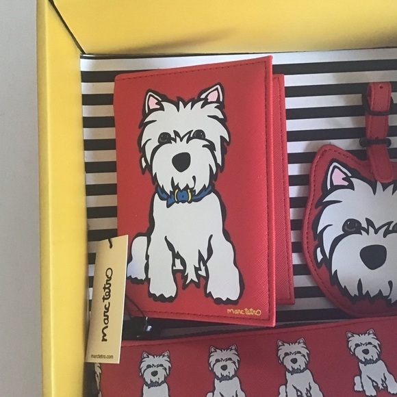 Marc Tetro Westie Travel Set: Passport Case Luggage Tag CosmeticBag Gift Set NWT - Picture 4 of 7